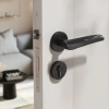 Haobao door lock, indoor black magnetic bedroom door, modern and simple home silent bathroom solid wood door handle Item Picture